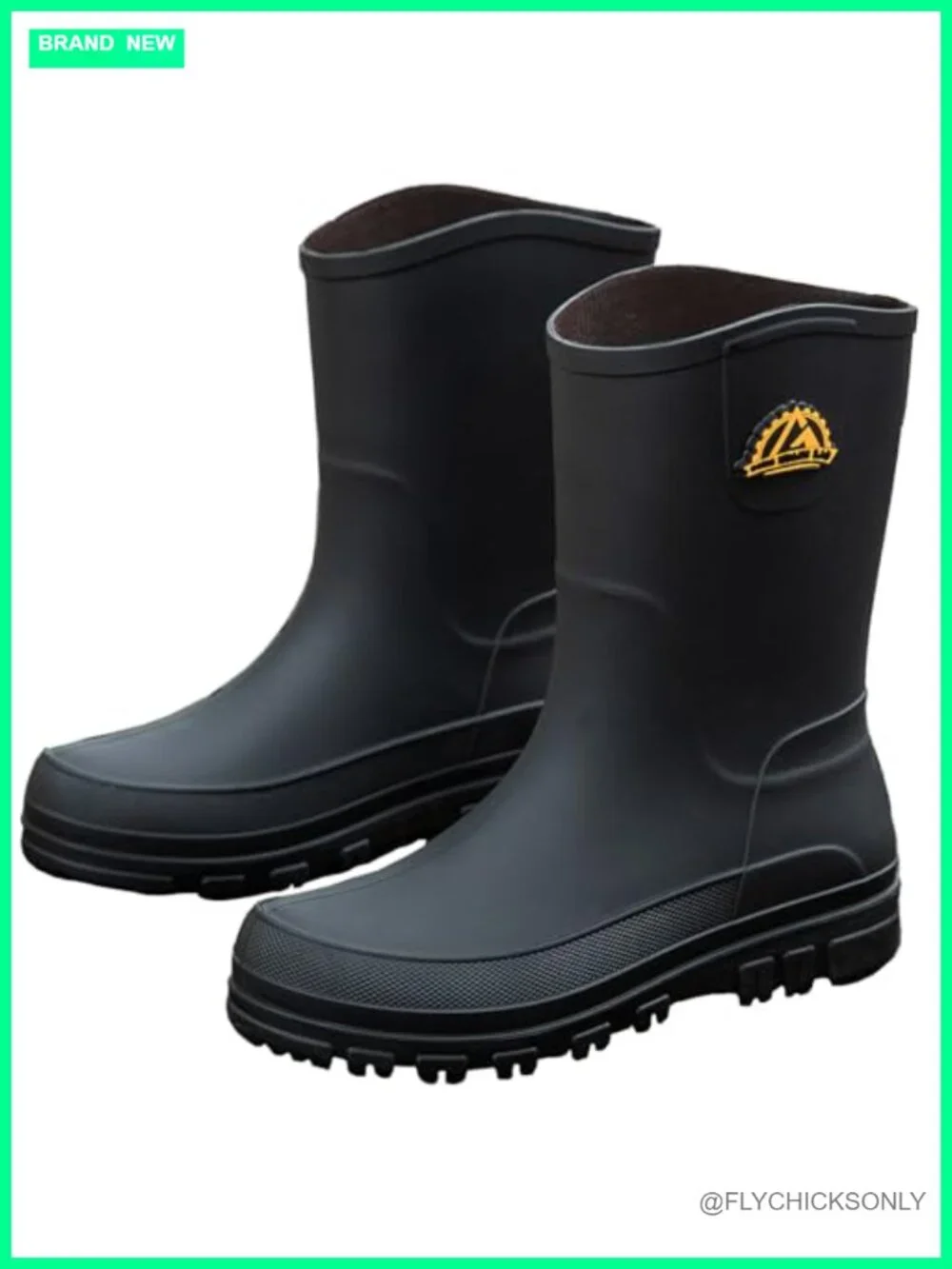 Men's Waterproof Rain Boots Lightweight Mid Calf Outdoor Slip Resistant
